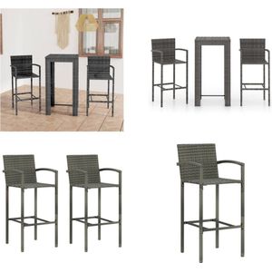 vidaXL 3-delige Tuinbarset met armleuningen poly rattan grijs - Tuinset - Tuinsets - Loungeset - Loungesets
