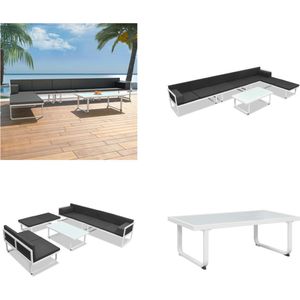 vidaXL 5-delige Loungeset textileen aluminium zwart - Loungeset - Loungesets - Lounge Set - Lounge Sets