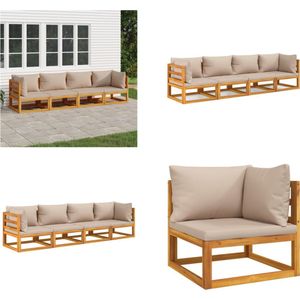 vidaXL 4-delige Loungeset met kussens massief hout taupe - Loungeset - Loungesets - Tuinset - Loungeset Tuin