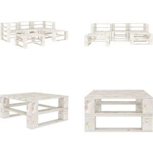 vidaXL 5-delige Loungeset pallet hout wit - Loungeset - Loungesets - Tuinset - Tuinsets