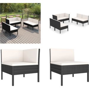 Vidaxl - 6-tlg. Garten-Lounge-Set mit Auflagen Poly Rattan Schwarz - Gartenloungesessel - Outdoor-Sofa - Gartenmöbeln - Loungeset - Rattan-Sofa