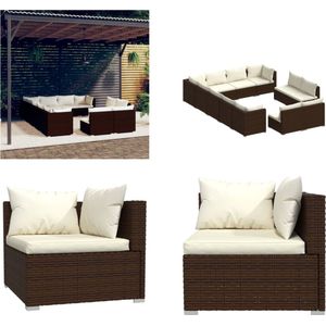 vidaXL 12-delige Loungeset met kussens poly rattan bruin - Loungeset - Loungesets - Tuinset - Tuinmeubelset