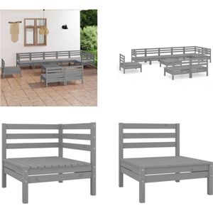 Vidaxl - 10-tlg. Garten-Lounge-Set Massivholz Kiefer Grau - Outdoor Lounge Set - Gartenmöbel - Rattan Möbel - Kiefernholzmöbel - Gartenmöbel Set