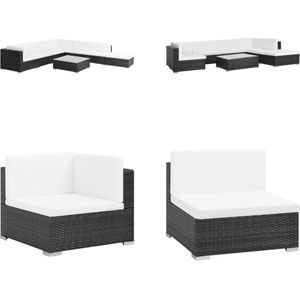 vidaXL 8-delige Loungeset met kussens poly rattan zwart - Bankset - Banksets - Loungeset - Loungesets