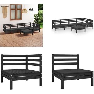 Vidaxl - 6-tlg. Garten-Lounge-Set Massivholz Kiefer Schwarz - Outdoor Lounge Set - Gartenmöbel - Kiefernholzmöbel - Rattan Möbel - Balkonmöbel - Home