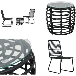 vidaXL 3-delige Bistroset poly rattan zwart - Bistroset - Bistrosets - Balkonset - Balkonsets