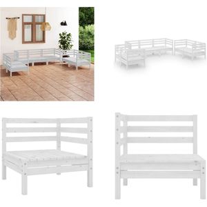 vidaXL 7-delige Loungeset massief grenenhout wit - Loungeset - Loungesets - Tuinsets - Tuinsets