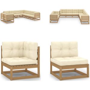 Vidaxl - 9-tlg Garten-Lounge-Set mit Kissen Honigbraun Massivholz Kiefer - Gartensofa - Lounge Set - Gartenmöbel - Outdoor Möbel - Rattan Gartenmöbel