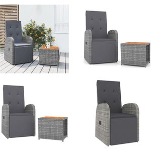 Vidaxl - 2-tlg. Garten-Lounge-Set Grau Poly Rattan & Massivholz Akazie - Gartenmöbel - Loungesessel - Outdoor Möbel - Gartenloungeset - PE-Rattan