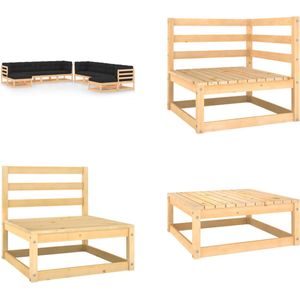 vidaXL 10-delige Loungeset met antracietkleurige kussens grenenhout - Pallet Loungeset - Pallet Loungesets - Tuinset - Tuinsets