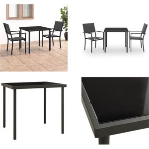 vidaXL 3-delige Tuinset staal - Eethoek Voor Buiten - Eethoeken Voor Buiten - Tuintafel En Stoel - Tuintafels En Stoelen