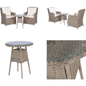 Vidaxl - 3-tlg. Bistro-Set mit Auflagen und Kissen Poly Rattan Braun - Esszimmergarnitur - Gartenmöbel - Outdoor-Lounge - Balkonmöbel - Rattan