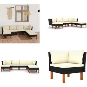 Vidaxl - 7-tlg. Garten-Lounge-Set mit Kissen Poly Rattan Schwarz - Gartenloungeset - Outdoor Möbel - Rattan Gartenmöbel - Gartenmöbel Set