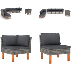 vidaXL 9-delige Loungeset poly rattan en eucalyptushout grijs - Tuinstoel - Tuinstoelen - Loungestoel - Loungestoelen