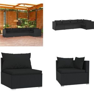 Vidaxl - 5-tlg. Garten-Lounge-Set mit Kissen Poly Rattan Schwarz - Gartensortiment - Lounge Set - Gartenmöbel - Outdoor Möbel - Rattan Gartenmöbel