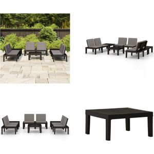 vidaXL 6-delige Loungeset met kussens kunststof grijs - Loungeset - Loungesets - Lounge Set - Lounge Sets