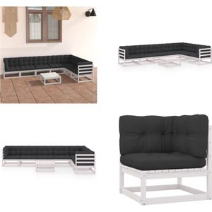 vidaXL 8-delige Loungeset met kussens massief grenenhout wit - Loungeset - Loungesets - Tuinsets - Tuinsets