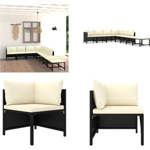 Vidaxl - 8-tlg. Garten-Lounge-Set mit Kissen Poly Rattan Schwarz - Gartengeräte - Loungemöbel - Outdoor-Wohnzimmer - Gartenloungeset - Poolparty