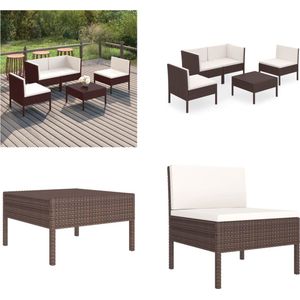 Vidaxl - 5-tlg. Garten-Lounge-Set mit Auflagen Poly Rattan Braun - Gartensonnenliegen - Gartenloungesessel - Outdoor-Sofa - PE-Rattan Gartenmöbel