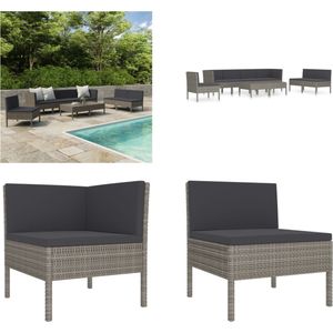 vidaXL 9-delige Loungeset met kussens poly rattan grijs - Tuinbank - Tuinbanken - Loungebank - Loungebanken