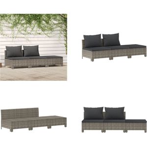 vidaXL 3-delige Loungeset met kussens poly rattan grijs - Loungeset - Loungesets - Loungeset Tuin - Loungebank Tuin