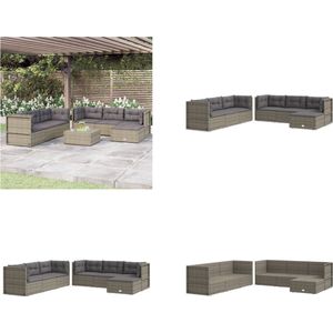 vidaXL 7-delige Loungeset met kussens poly rattan grijs - Tuinset - Loungeset Tuin - Tuinlounge - Loungebank Tuin