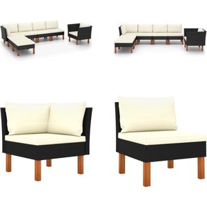 vidaXL 7-delige Loungeset poly rattan en eucalyptushout zwart - Tuinstoel - Tuinstoelen - Loungestoel - Loungestoelen
