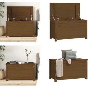 Truhe Honigbraun 80x40x45,5 cm Massivholz Kiefer - Aufbewahrungsbauche - Holzkiste - Kiefernholz Möbel - Speicherlösung - Wohnzimmer Organisation