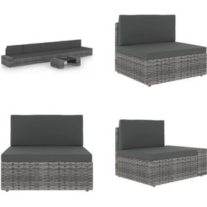 Vidaxl - 6-tlg. Garten-Lounge-Set mit Kissen Grau Poly Rattan - Gartensitzgruppe - Lounge Set - Gartenmöbel - Rattan Möbel - Outdoor Möbel - Home &