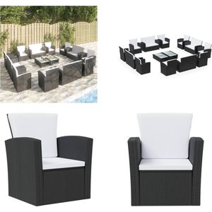 16-tlg. Garten-Lounge-Set mit Kissen Poly-Rattan Schwarz - Gartenmöbel - Loungemöbel - Outdoor-Möbel - Rattanmöbel - Poolparty - Home & Living
