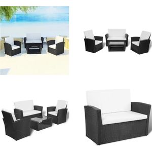 Vidaxl - 4-tlg. Garten-Lounge-Set mit Kissen Poly Rattan Schwarz - Gartengeräte - Gartenmöbel - Lounge-Set - Rattan-Möbel - Outdoor-Möbel - Home &