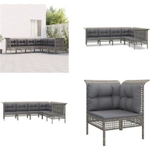 Vidaxl - 6-tlg. Garten-Lounge-Set mit Kissen Grau Poly Rattan - Gartenmöbel - Loungesessel - Outdoor Möbel - Rattan Möbel - Garten Lounge Set - Home