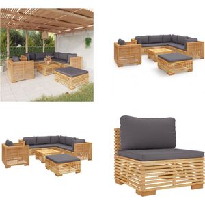 vidaXL 8-delige Loungeset met kussens massief teakhout - Loungeset - Loungesets - Loungeset Voor De Tuin - Loungeset Voor Terras