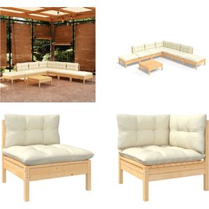 Vidaxl - 8-tlg. Garten-Lounge-Set mit Creme Kissen Kiefernholz - Gartengeräte - Lounge Set - Gartenmöbel - Outdoor Möbel - Kiefernholz - Home & Living