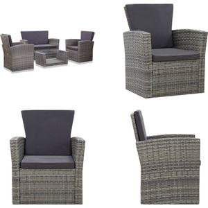 Vidaxl - 4-tlg. Garten-Lounge-Set mit Kissen Poly Rattan Grau - Gartengeräte - Gartenmöbeln - Lounge-Set - Esstisch - Gartenbank - Home & Living