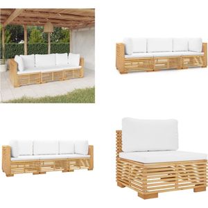 vidaXL 3-delige Loungeset met kussens massief teakhout - Loungeset - Loungesets - Loungeset Voor De Tuin - Loungeset Voor Terras