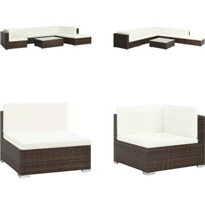8-tlg. Garten-Lounge-Set mit Auflagen Poly Rattan Braun - Outdoor Möbel - Gartenmöbel - Lounge Set - Rattan Gartenmöbel - Esszimmergarnitur - Home &
