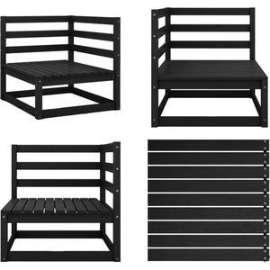 vidaXL Tuinhoekbank massief grenenhout zwart - Palletbank - Palletbanken - Pallethoekbank - Pallethoekbanken