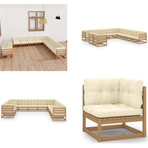 11-tlg. Garten-Lounge-Set mit Kissen Honigbraun Massivholz - Gartensofa - Lounge Set - Gartenmöbel - Rattan Möbel - Outdoor Furniture - Home & Living