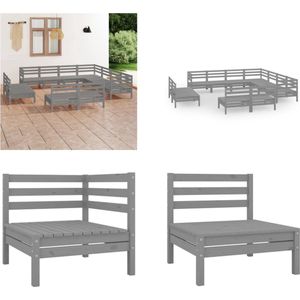 vidaXL 11-delige Loungeset massief grenenhout grijs - Pallet Loungeset - Pallet Loungesets - Pallet Loungebank - Loungeset