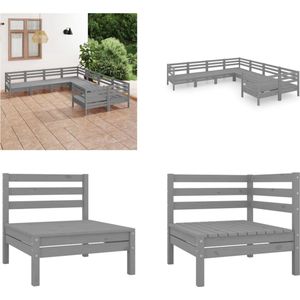 vidaXL 8-delige Loungeset massief grenenhout grijs - Pallet Loungeset - Pallet Loungesets - Pallet Loungebank - Loungeset