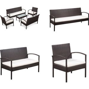 vidaXL 5-delige Loungeset met kussens poly rattan bruin - Bankset - Banksets - Loungeset - Loungesets