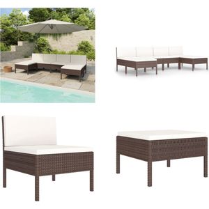 vidaXL 6-delige Loungeset met kussens poly rattan bruin - Tuinbank - Tuinbanken - Loungebank - Loungebanken