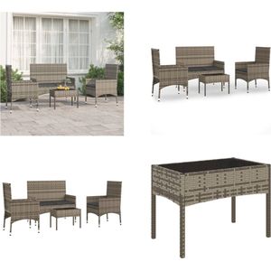Vidaxl - 4-tlg. Garten-Lounge-Set mit Kissen Grau Poly Rattan - Gartensofa - Loungeset - Gartenmöbeln - Outdoor Möbel - Rattan Gartenmöbel - Home &