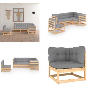 5-tlg. Garten-Lounge-Set mit Kissen Kiefer Massivholz - Gartensitzgruppe - Lounge Set - Gartenmöbel - Kiefernholz - Outdoor Möbel - Home & Living