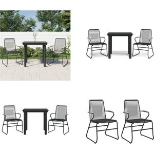 vidaXL 3-delige Tuinset PVC-rattan zwart - Tuinset - Tuinsets - Loungeset - Tuintafel