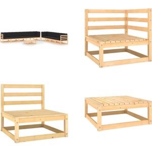 vidaXL 10-delige Loungeset met antracietkleurige kussens grenenhout - Pallet Loungeset - Pallet Loungesets - Tuinset - Tuinsets