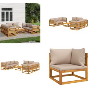 vidaXL 9-delige Loungeset met kussens massief hout taupe - Loungeset - Loungesets - Tuinset - Loungeset Tuin