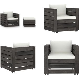 Vidaxl - 2-tlg. Garten-Lounge-Set mit Kissen Grau Imprägniertes Holz - Gartenmöbel - Lounge-Set - Garten-Sofa - Holzmöbel - Outdoor Möbel - Home &