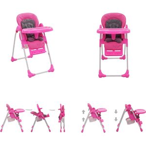 vidaXL Kinderstoel hoog roze en grijs - Kinderstoel - Kinderstoelen - Eetstoel - Eetstoelen